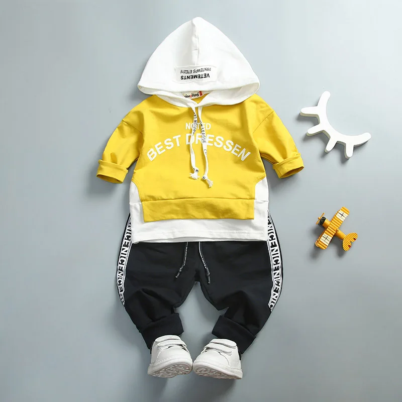 Baby Spring Autumn Hooded Suit Boys Two-piece Baby Clothes New Kids 1 2 3 4 Years Old Cotton Outfits Girl Long Sleeve Tracksuit