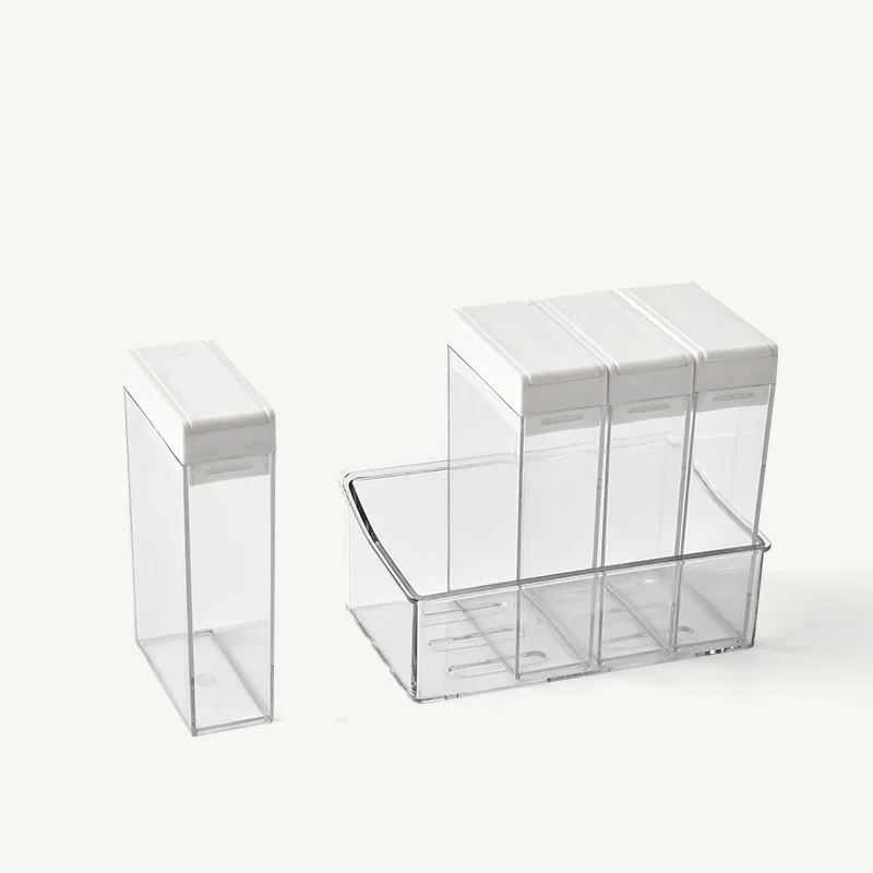 Seasoning Box Combination Canister Set Kitchen Supplies Four Grid Storage Jar Spice Container Seasoning Glass
