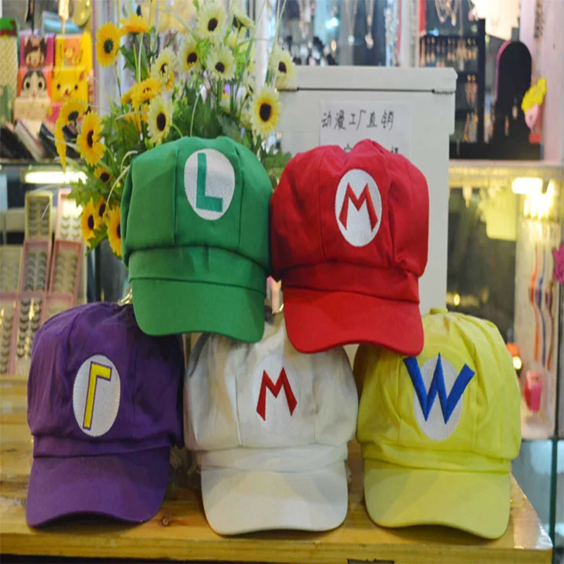 Game Super Marios Bros Luigi Plumber Cosplay Demo Hat Waluigi Wario Odyssey Anime Sunhat Halloween Party Hat Accessories Props