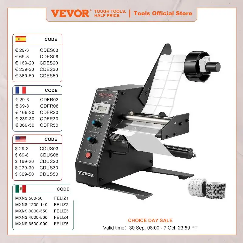 VEVOR Automatic Label Dispenser Device 140mm AL-1150D Portable Label Applicator Sticker Separating Auto Label Stripping Machine