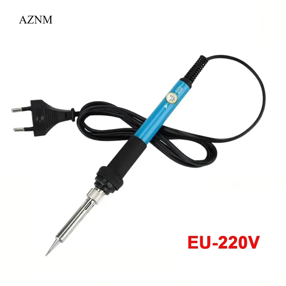 Nowa, elektryczna lutownica z regulacją temperatury, moc 80 W, z wyświetlaczem LCD, cyfrowe narzędzie do lutowania i napraw, w zestawie narzędzie do czyszczenia końcówki lutownicy.