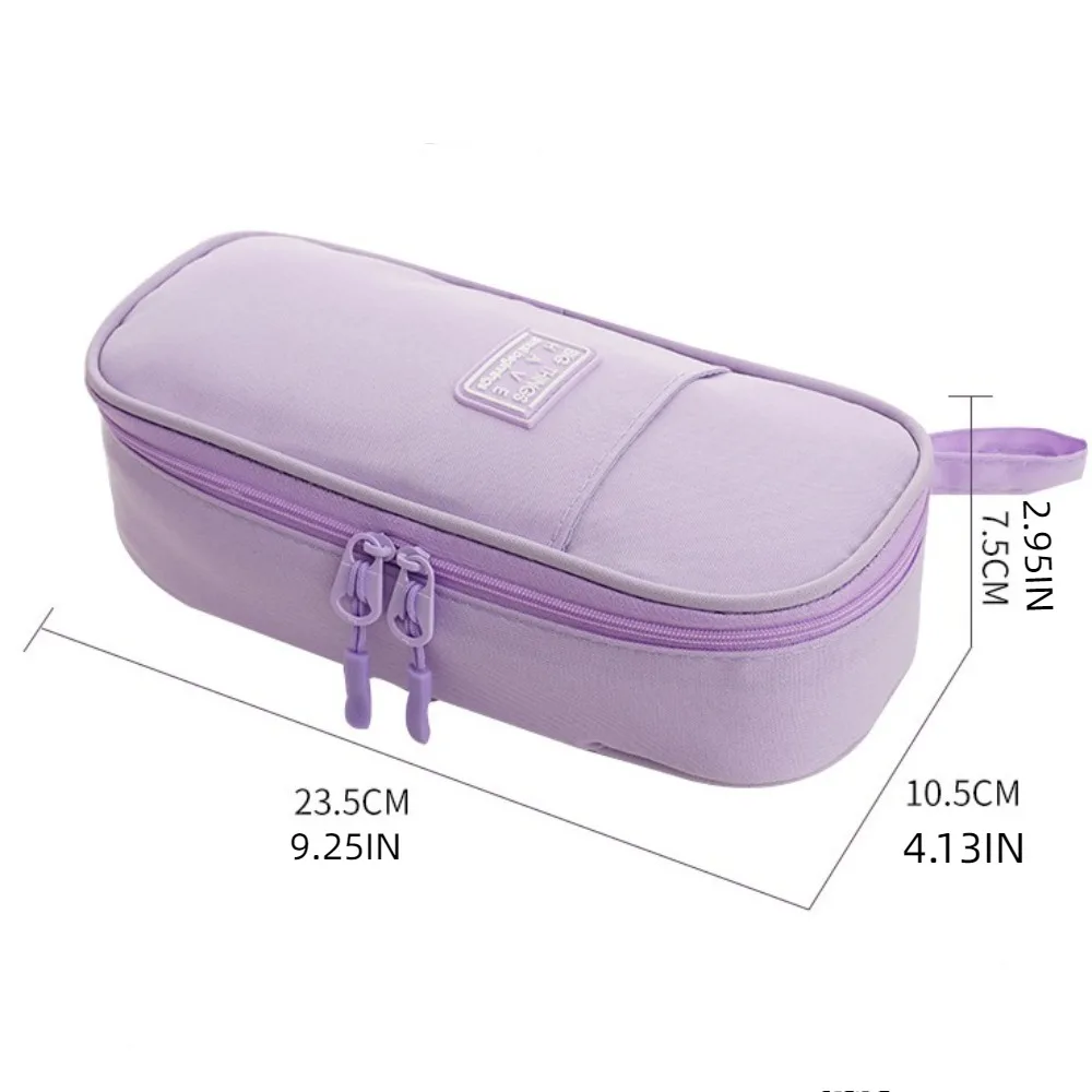 Large Capacity Pencil Cases Grid Pocket Double Layer Students Pen Bag Multi-compartment Pen Slot Stationery Storage Pouch Girls