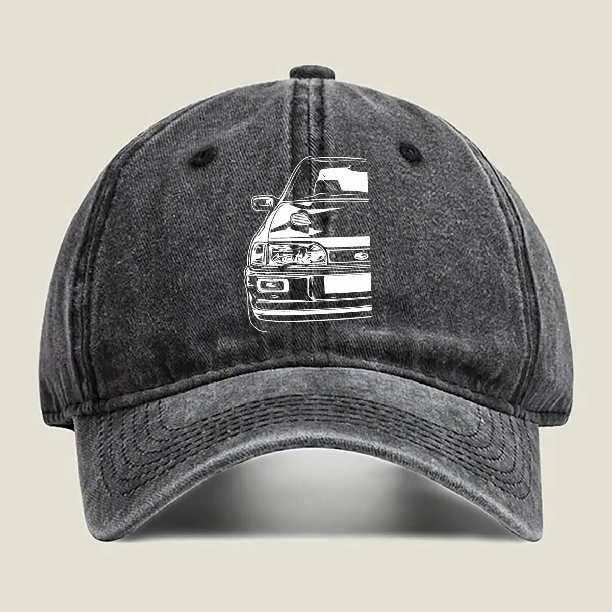

Car Silhouette Minimalist, Modern Vehicle Outline Art Washed Baseball Cap
