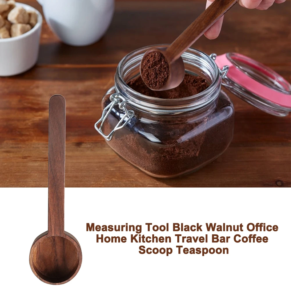 Home Kitchen Gift Black Walnut Tableware Coffee Scoop Measuring Tool Office Party Bar Cafe Easy Clean Travel Teaspoon