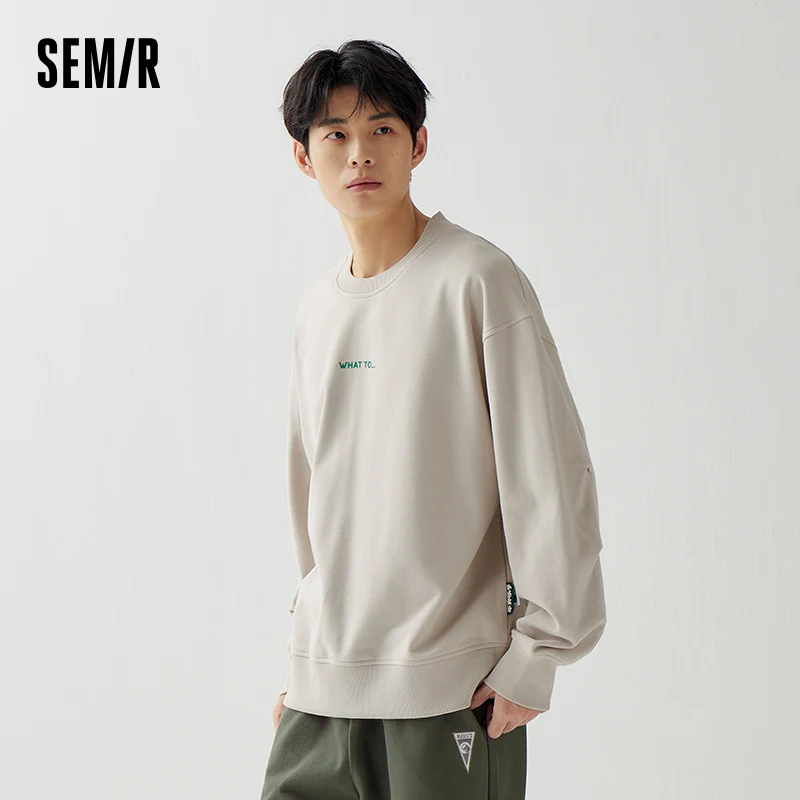 Semir Sweatshirt Men Autumn Couple Tops Fashion Contrast Color Printing Clothing Simple Versatile Loose Elastic Casual Clothing