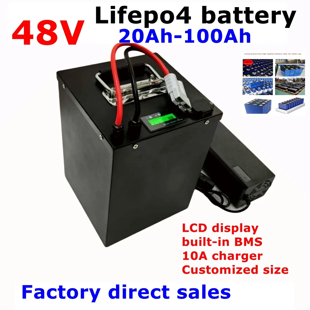 LT-48V 100Ah 80Ah 70Ah 60Ah 50Ah 40Ah 30Ah 20Ah Lithium Ion Battery for 1kw 2kw 3kw 4kw 5kw +Charger.