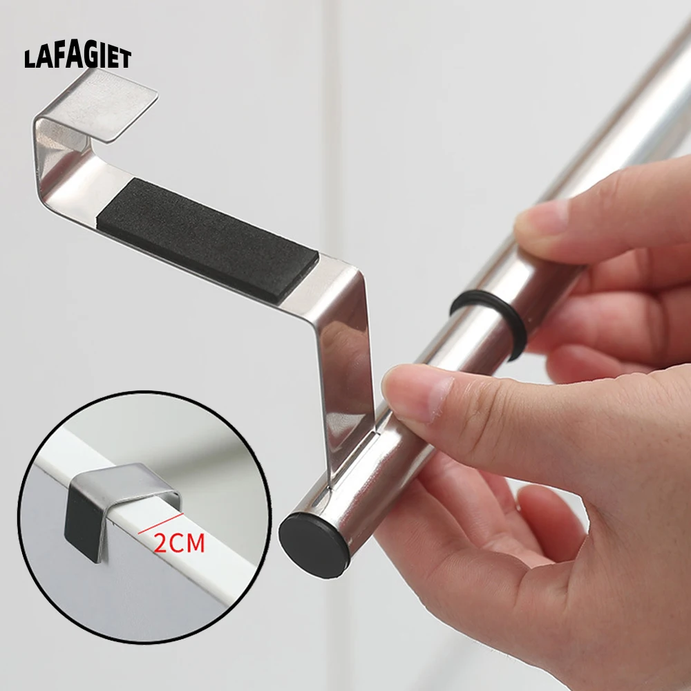 Stainless Steel Towel Rack Scalable Door Back Towel Bar Hanging Holder Bathroom Kitchen Cabinet Towel Rag Rack Storage Hanger