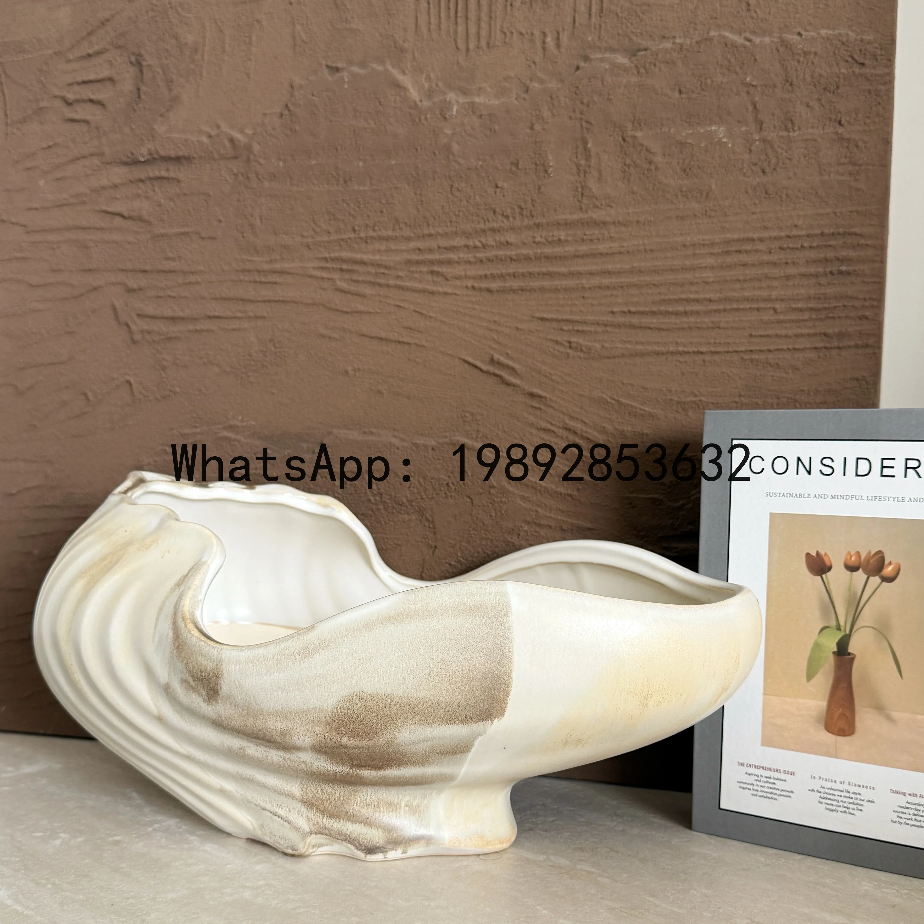 

a17Shell Flowerpot Ceramic Vase Plant Pot Flower Arrangement Accessories Garden Courtyard Decoration Home Decoration Accessories