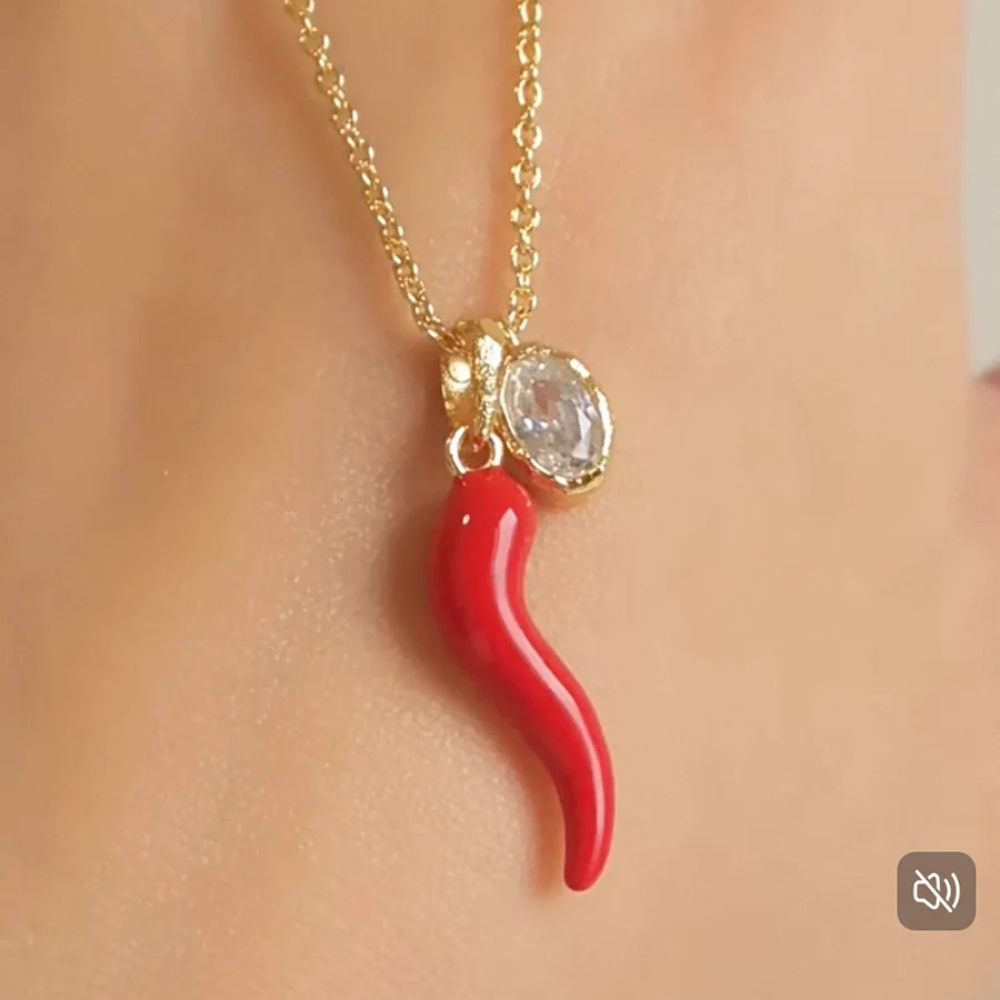 Red enamel pepper pendant necklaces for women funny cute plant necklaces luxury designer creative jewelry new in 2026