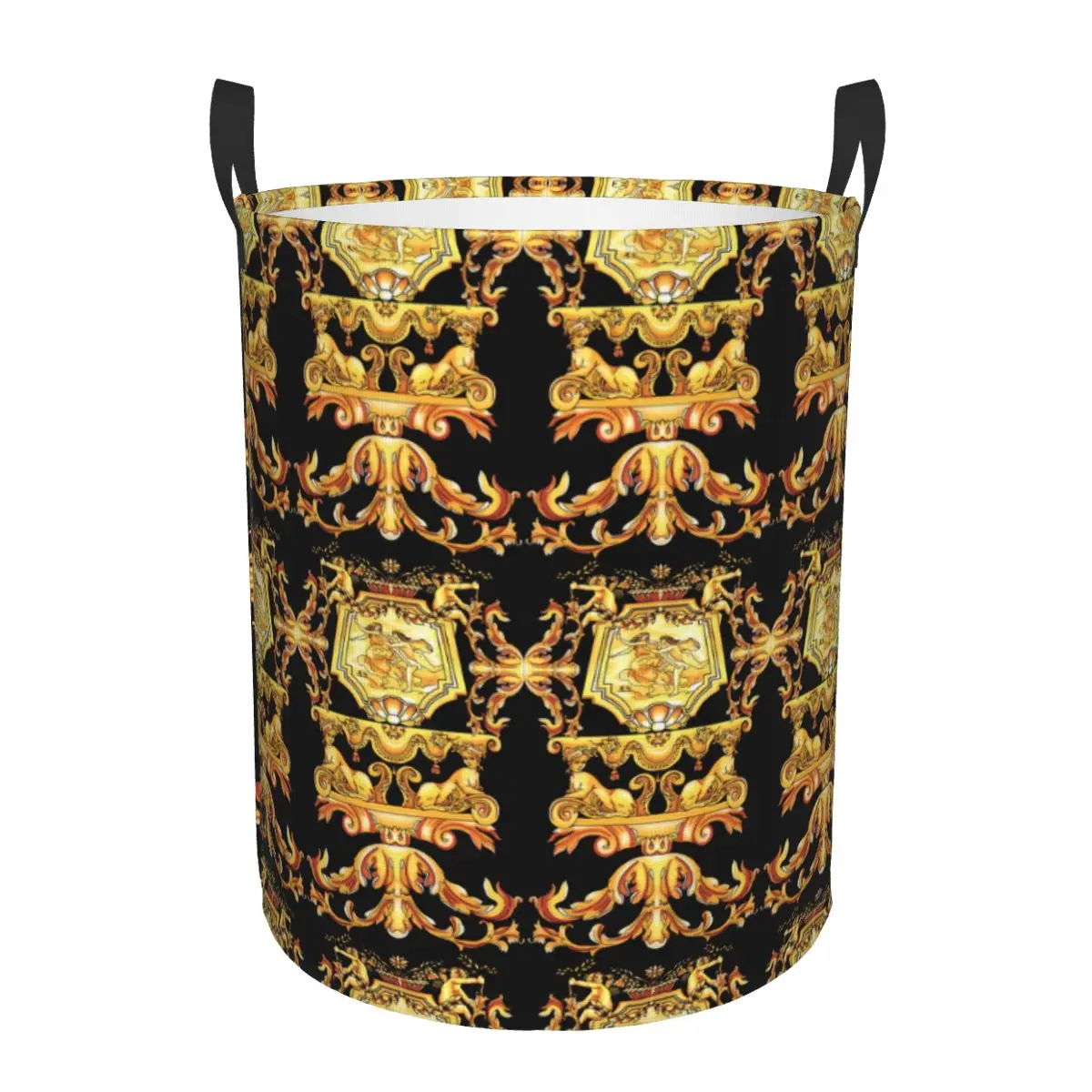 custom Luxury Golden Baroque Floral Laundry Hamper Large Storage Basket European Victorian Art Kids Nursery Toy Organizer