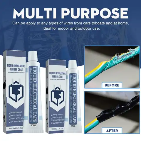 Fita Isolante Líquida, Fio Elétrico, Cable Coat, Fix Line Glue, Ampla Gama, Pasta Isolante, Reparação de Borracha, 30ml, 50ml