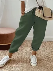 Women's Pocket Lace Up Pants Women Solid Color Straight Leg Pants High Street Fashion Autumn Casual Pants