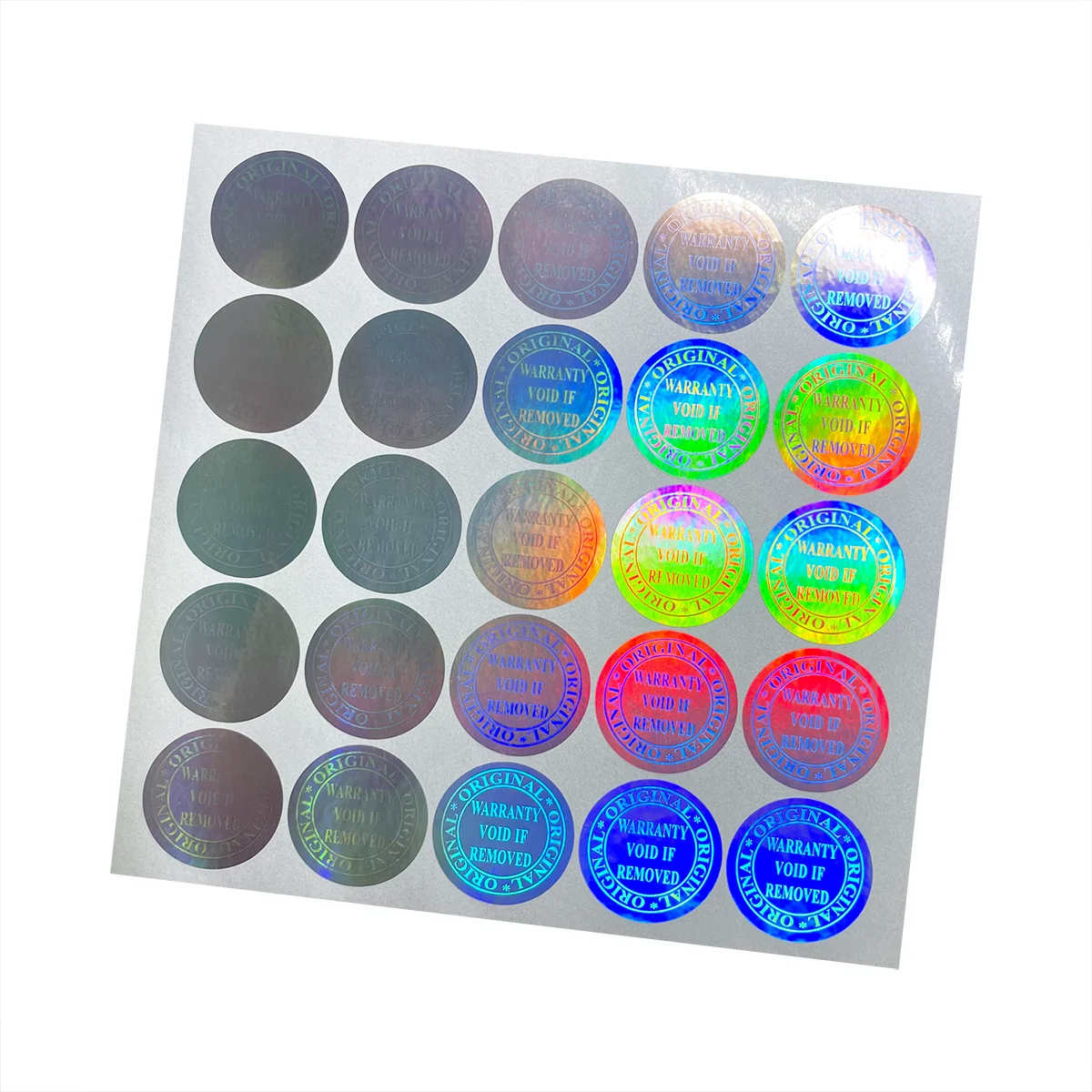 100pcs silver circular warranty void holographic sticker Tamper-proof security seal Holographic sticker 30X30mm laser sticker