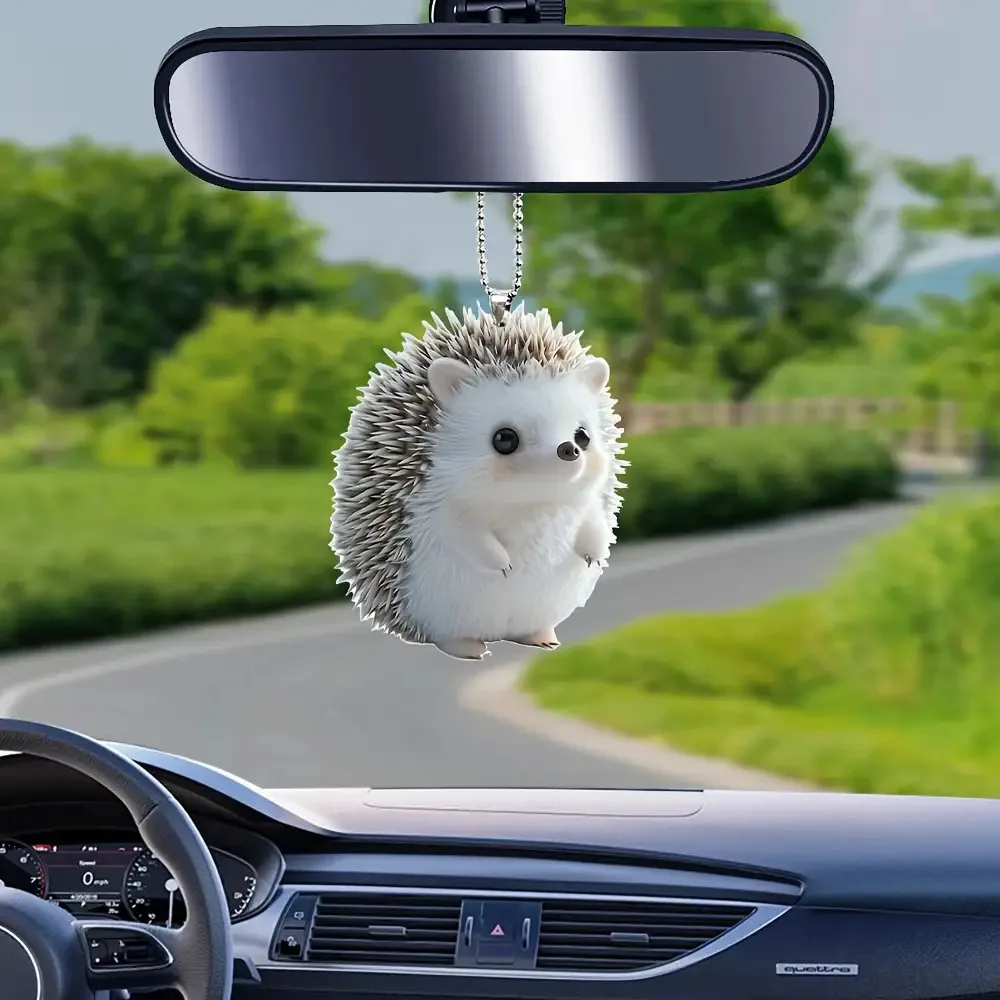 5pcs/1pc 2D Hedgehog Keychain | Expressive Eyes and Fluffy Ears, For and Vehicle Decor, Acrylic, Ideal Gift for Animal Lovers