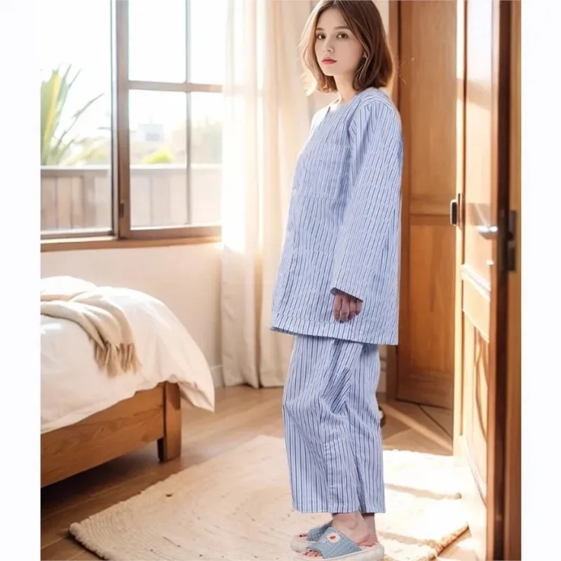 

DY20Stripe Костюмы для пациентов Легко носить медицинская одежда для кормления пациентов больничные пижамы медицинский топ брюки комплект из 2 предметов аксессуары для кормления