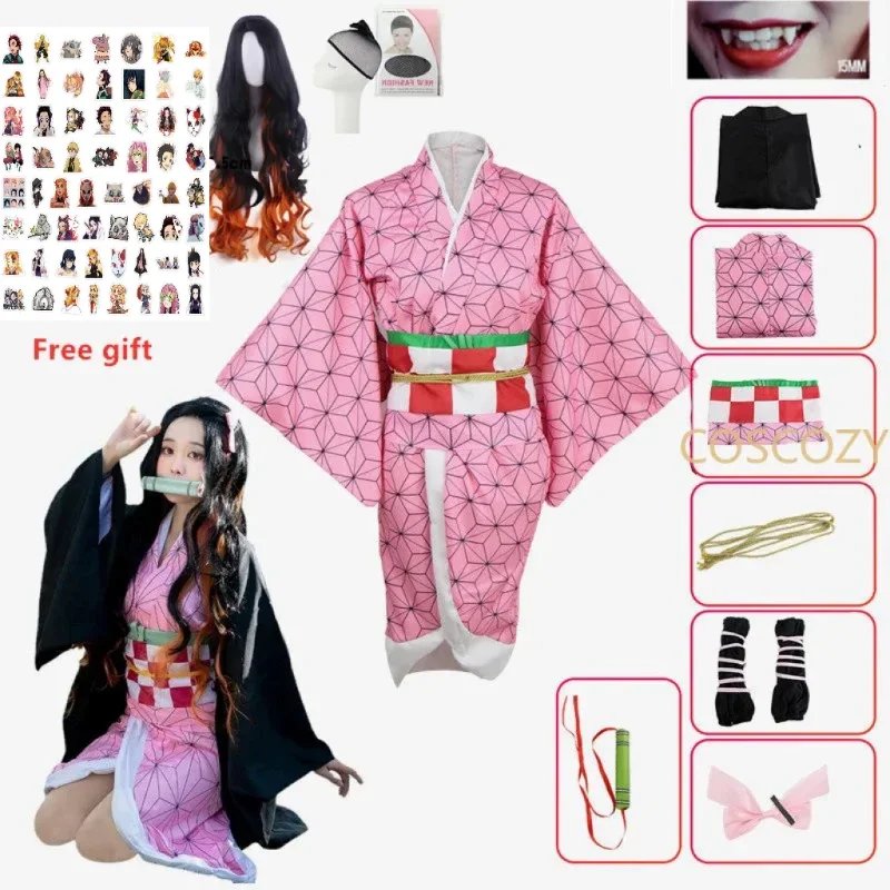 Costume Nezuko pour femmes et garçons, tenue Anime Demon Slayers, Kimono Kimetsu No Yaiba Kamado Nez QAQ2, nouvelle collection 2025