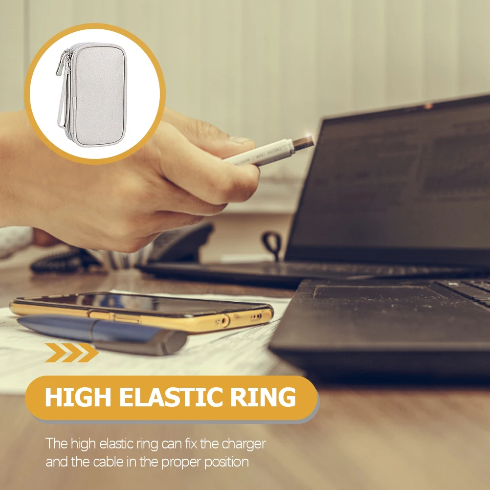 

Headphone Case Cable Organizer Grey Small Electronics Storage Pouch Portable Holder USB Drive Protector