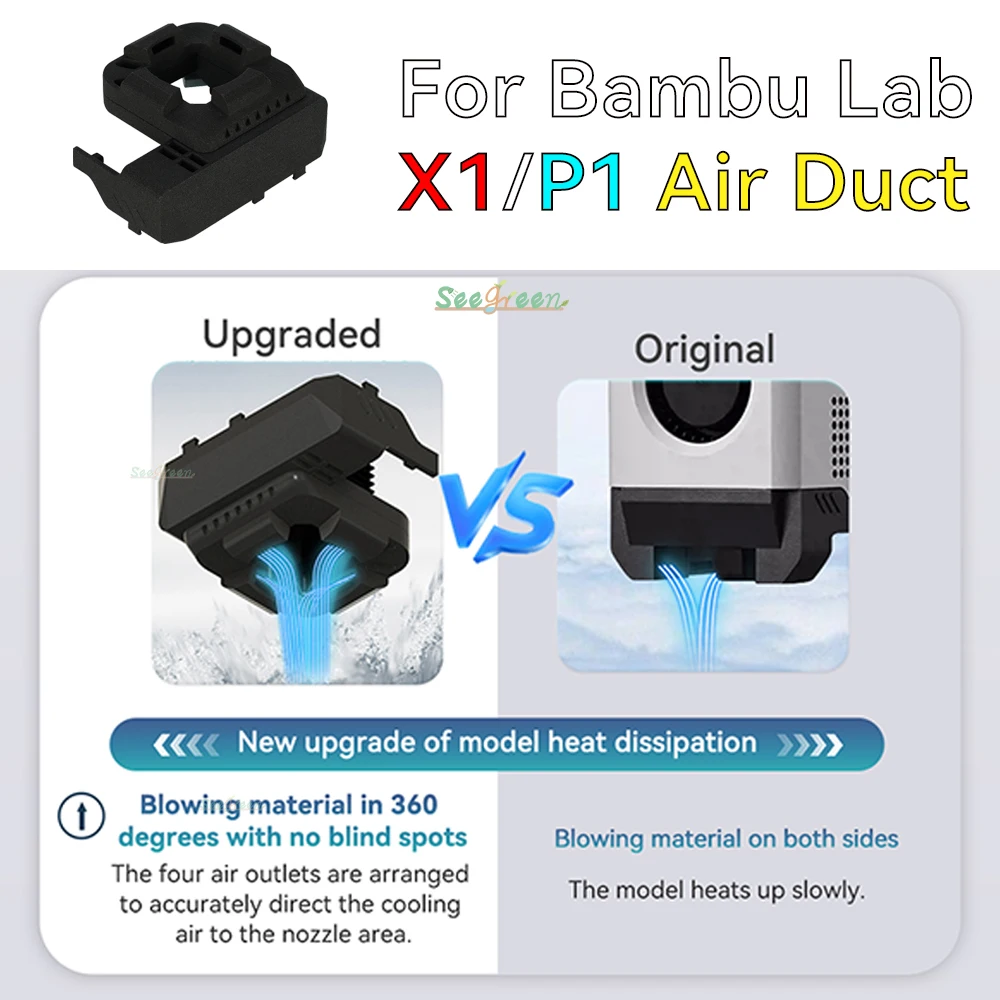 

For Bambu Lab P1P X1 X1C Upgrade Nylon Cooling Fan Duct Fitting For Bambu Lab P1P X1 3D printer Part