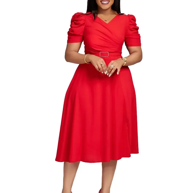 

African Dresses For Women Elegant Polyester 2023 New Muslim Fashion Abayas Dashiki Robe Kaftan Midi Dress Turkish Africa