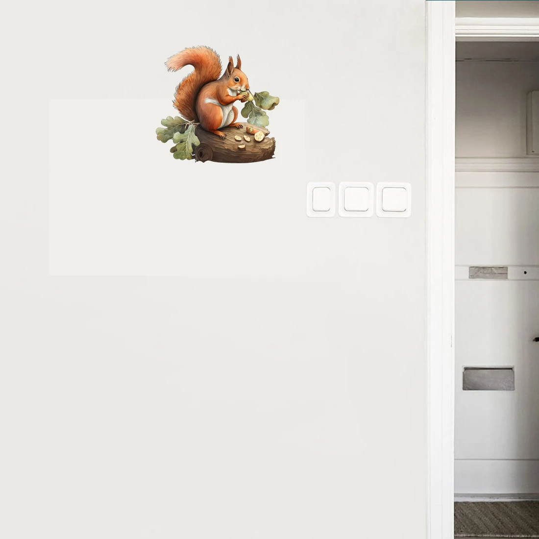 Three Ratels CP35 Cute Squirrel Animal Wall Sticker for Children's Bedroom Decoration Waterproof Bathroom Decal