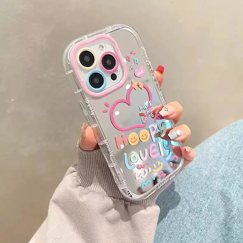 Koreanisches Paar-Herzen Air Cushion Spiegel Handyhülle für iPhone 17 15 14 16 Pro Max 13 12 11 Pro XR XS 7 8 Plus 17Air Cat Cover – Detail 4