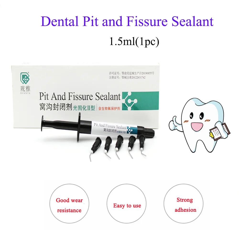 Dental Pit and Fissure Sealant Light-curing Type II White Fluoride 1.5ml/tube for Preventing Dental Caries Good Tool for Dentist