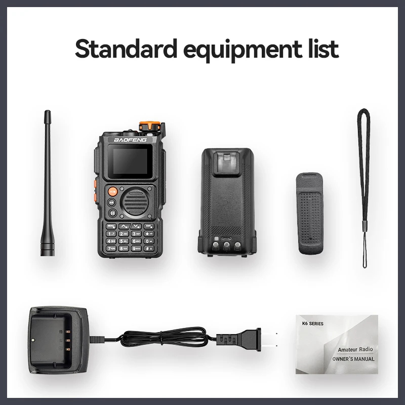 New Baofeng K6 Walkie Talkie Portable Air Band UHF VHF Multi-Band 999Ch Type-C Portable 1750Hz Wireless Frequency Two Way Radio