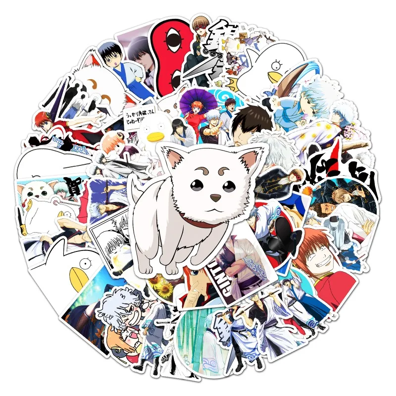 50pcs Gintama Cartoon Graffiti Stickers Waterproof Decorative Water Cup Laptop Luggage Desktop Stationery Skateboard Stickers