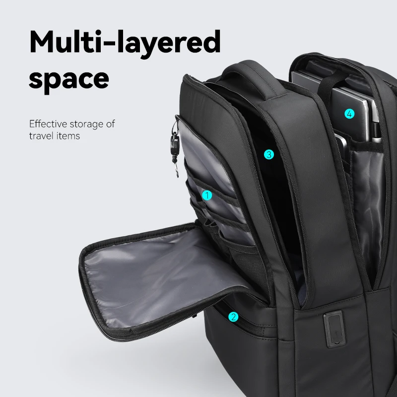 حقيبة ظهر رجال الأعمال مقاومة للماء للاستخدام الخارجي وبسيطة ذات سعة كبيرة ومتعددة الوظائف