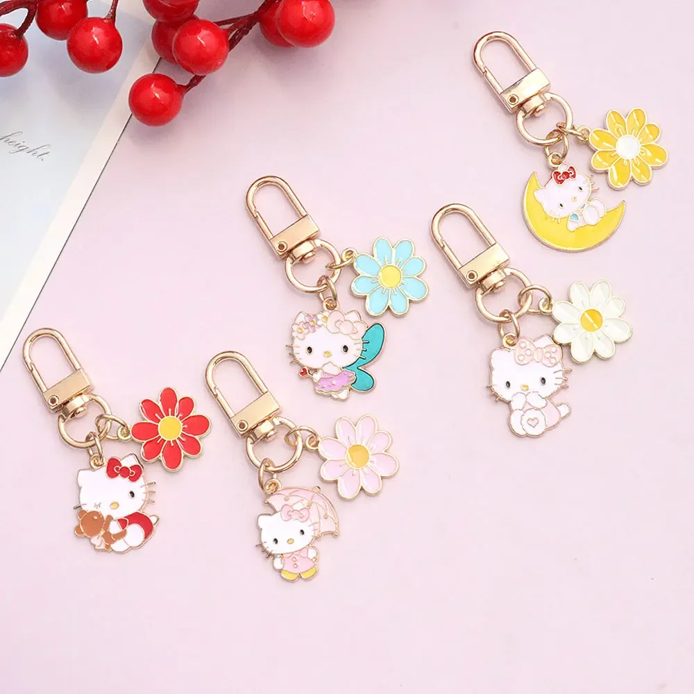 Sweet Hello Kitty Anime Keychain Pendant MINISO Ins Fashion Backpack Hanging Accessories Bag Decoration Lovely Gifts for Girls