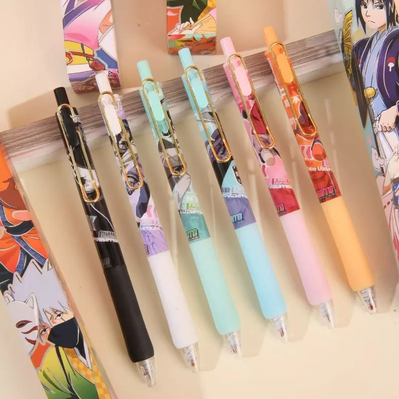 Naruto Black Gel Pens Students Fashion Stationery Anime Movie Derivative Peripheral Blind Box Pen Boys Girls Back To School Gift