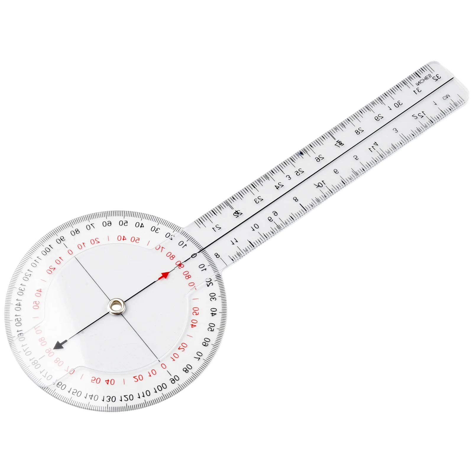 Goniometer Ruler  13inch 33cm for Orthopedic Joint Angle Measurement  Fine 1 Degree Increments  Transparent Plastic Construction