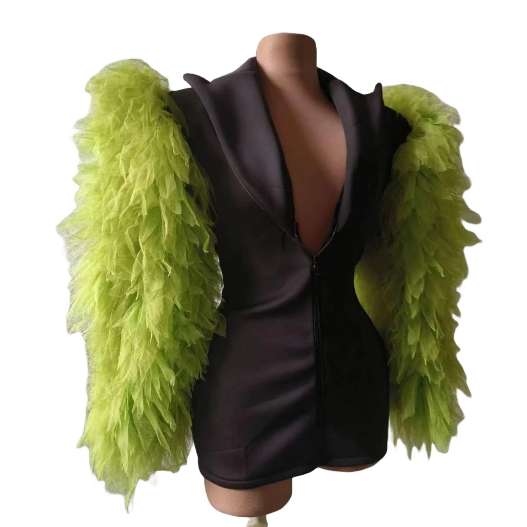 

Sparkly Green Blazer Dress Design For Women Birthday Party Dresses Performance Cheer Dance Costume Stage Wear Nightclub Outfit