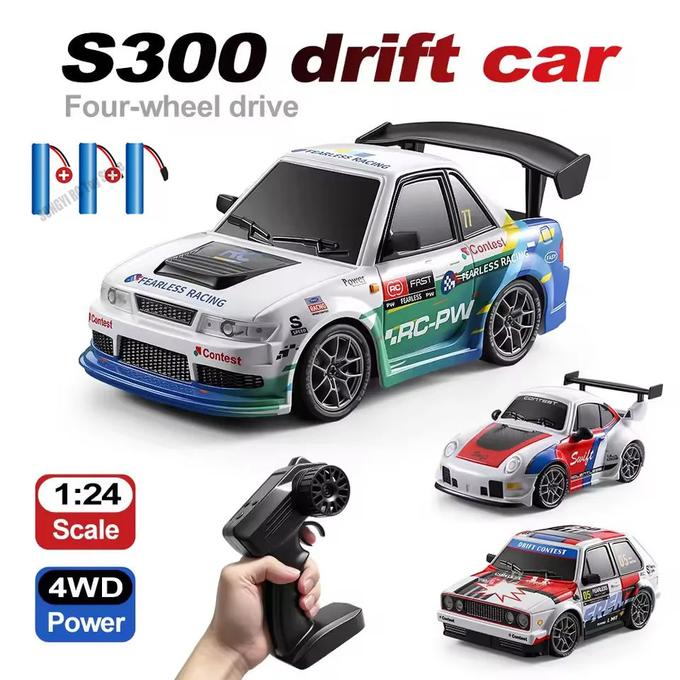 S300 1/24 RC Car 2.4G High Speed Drift 4WD Remote Control Car With Led Light Radio Controlled GTR Racing Model Boy Toy Gift