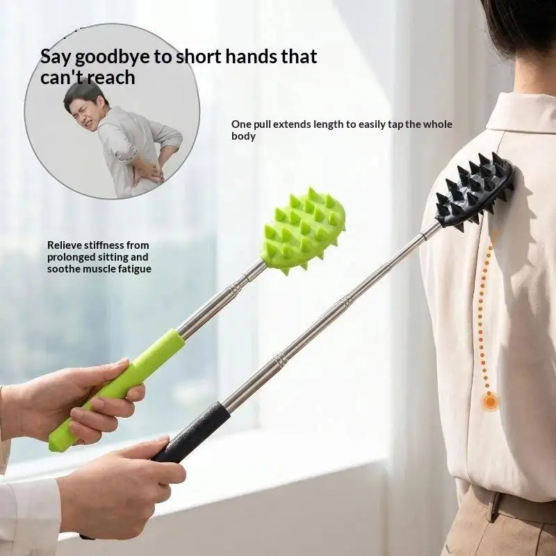 Telescopic Back Massage Stick Soft Silicone Spikes Extendable Handle For Muscle Soreness Relief Home Office