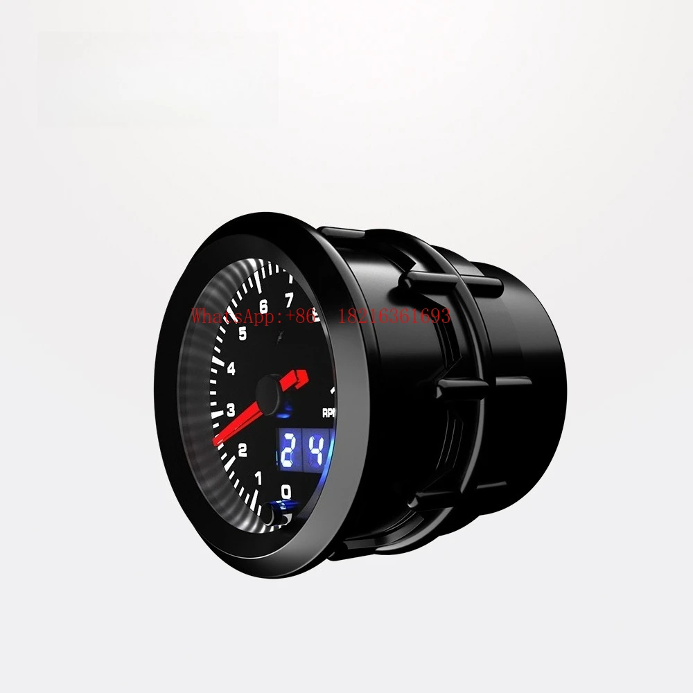 High-speed Stepper Motor 7-color LED Digital Racing Tachometer Black 52mm DO6360