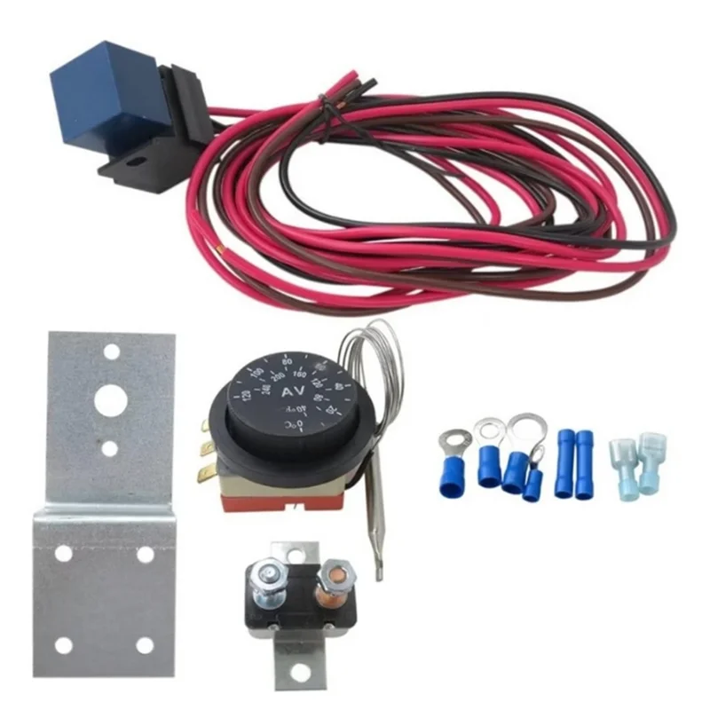 AA86 32-248 ℉   หมุนหม้อน้ําไฟฟ้าแบบปรับได้, เทอร์โมสตัทพัดลมระบายความร้อน, ชุดท่อน้ําหล่อเย็นอุณหภูมิสําหรับรถยนต์รถบรรทุก
