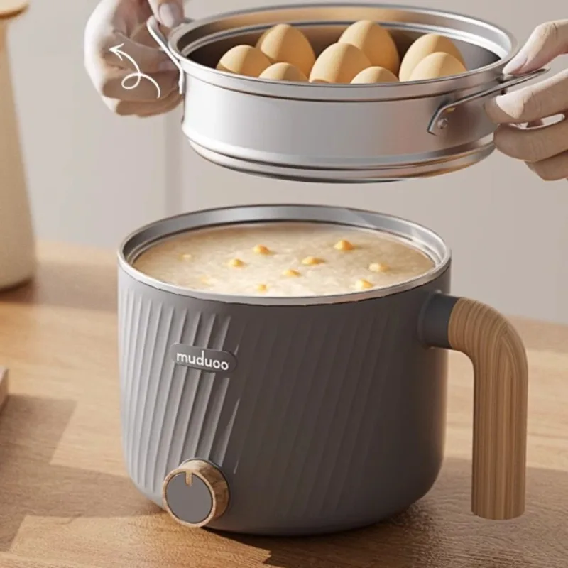 

304 Stainless Steel Mini Electric Cooker Non-Coated Baby Noodle Pot Round Multipurpose Cooking Pot for Dorm or Home