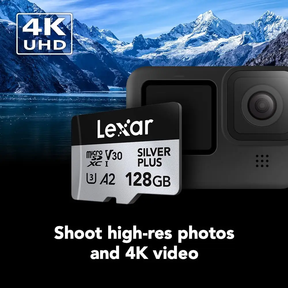 بطاقة الذاكرة Lexar microSDXC TF بطاقة الذاكرة SILVER PLUS UHS-I C10 U3 V30 A2 64GB 128GB 256GB لوحدة التحكم في الألعاب والكاميرا اللوحية والهواتف الذكية