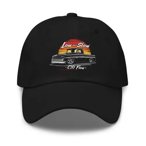 1964 Low and Slow C10 Flow Dad Hat Classic Slammed Truck Sunset Design Lowrider