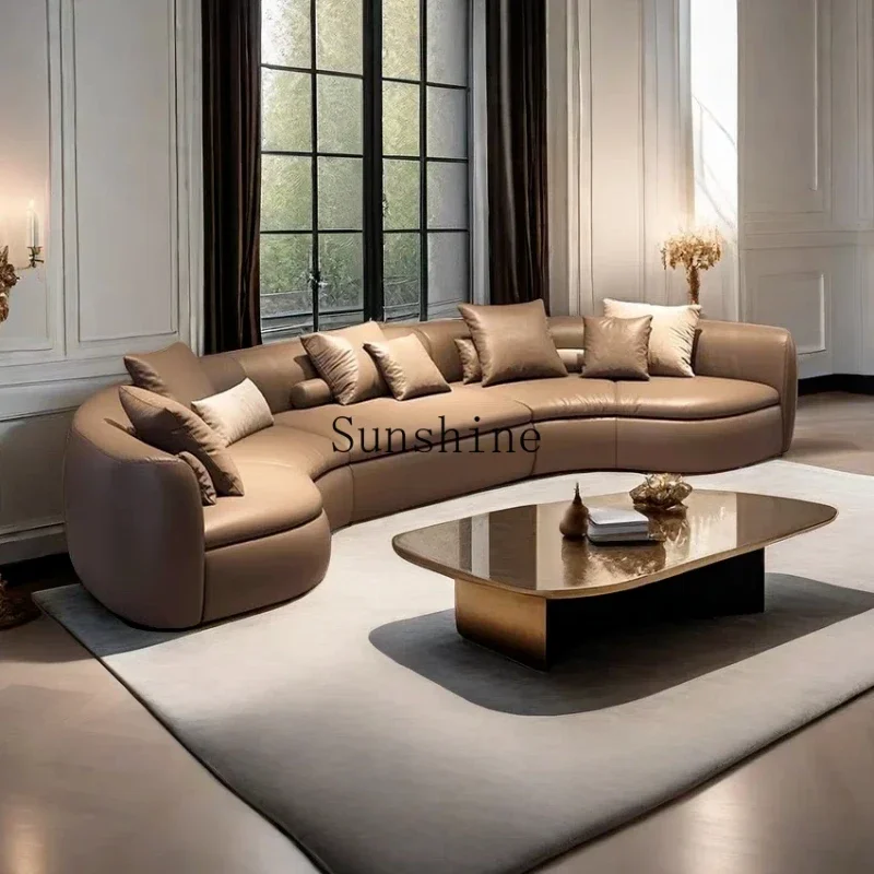 Nordic leather curved round office club sofa minimalist special-shaped corner creative sofa