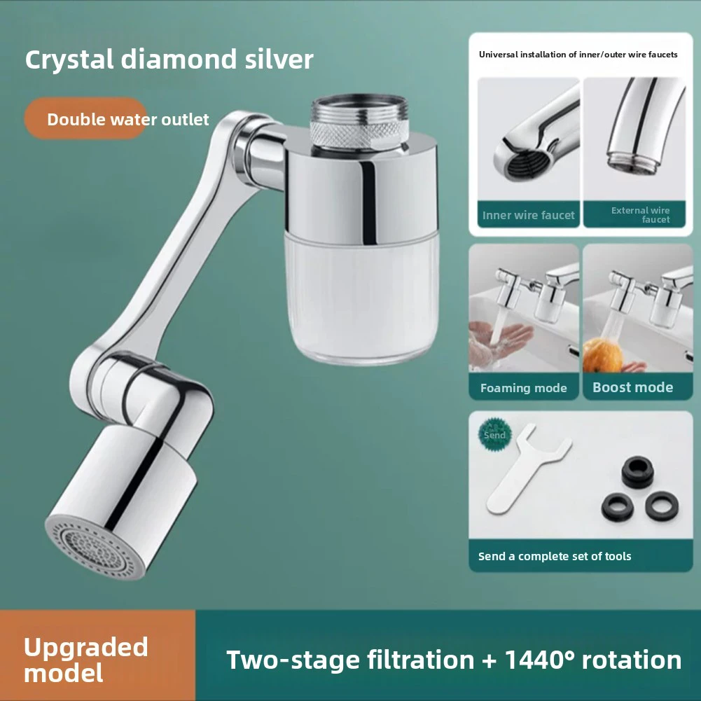 1440° Universal Rotation Faucet Extender,Sink Water Faucet Aerator 2 Water Modes Built-In Filter For Bathroom Kitchen
