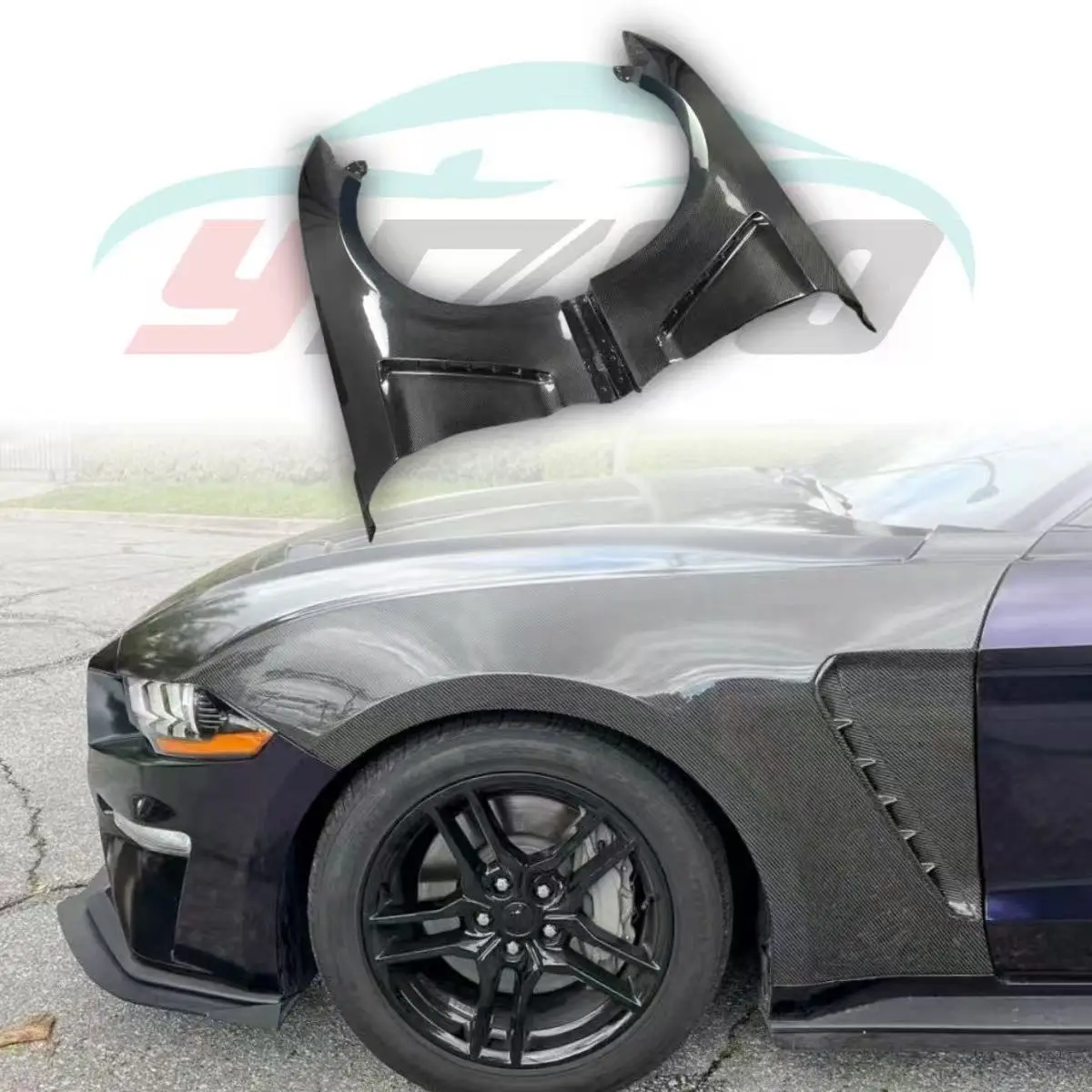 

For Ford Mustang 2015-2023 Carbon Fiber Car Fender Bumper Air Vent Trims Spoiler Canards Side Fenders Body Kits Accessories FRP