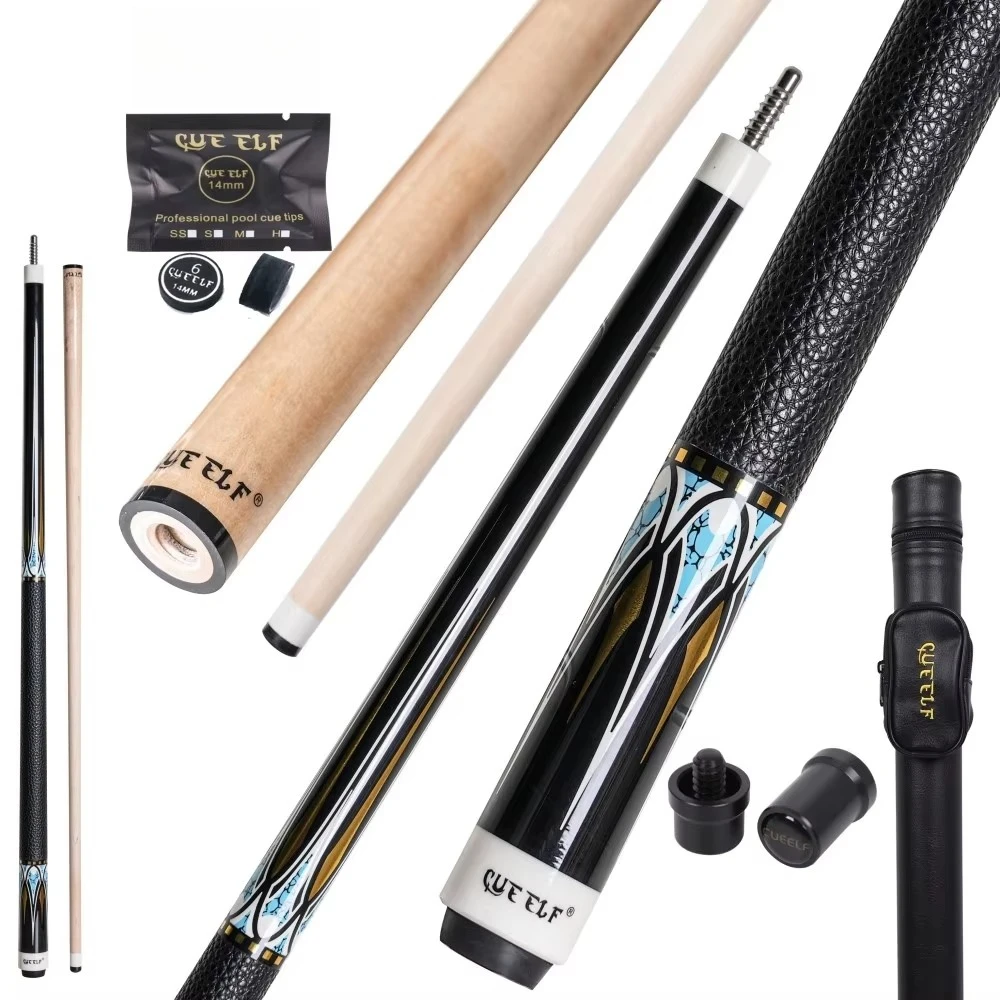 Professional Billiard Pool Cue  Leather Warp 12.5mm Tip Size Hard Maple Shaft  58 Inches