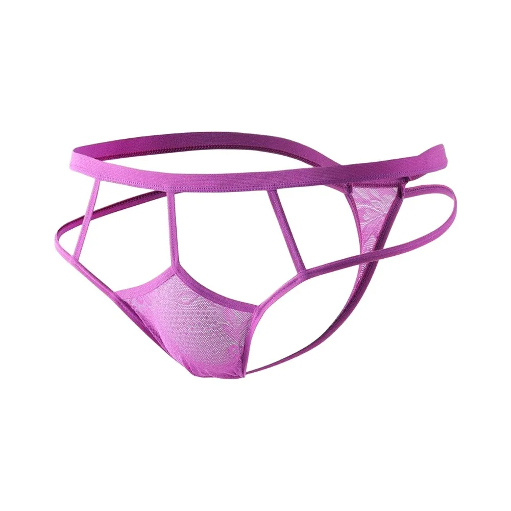 Men Mesh Hollow Out Lace G-string Brief Breathable Tback Sex Sheer Thong Underwear Pantie Jockstrap Porn Sheer Lingerie