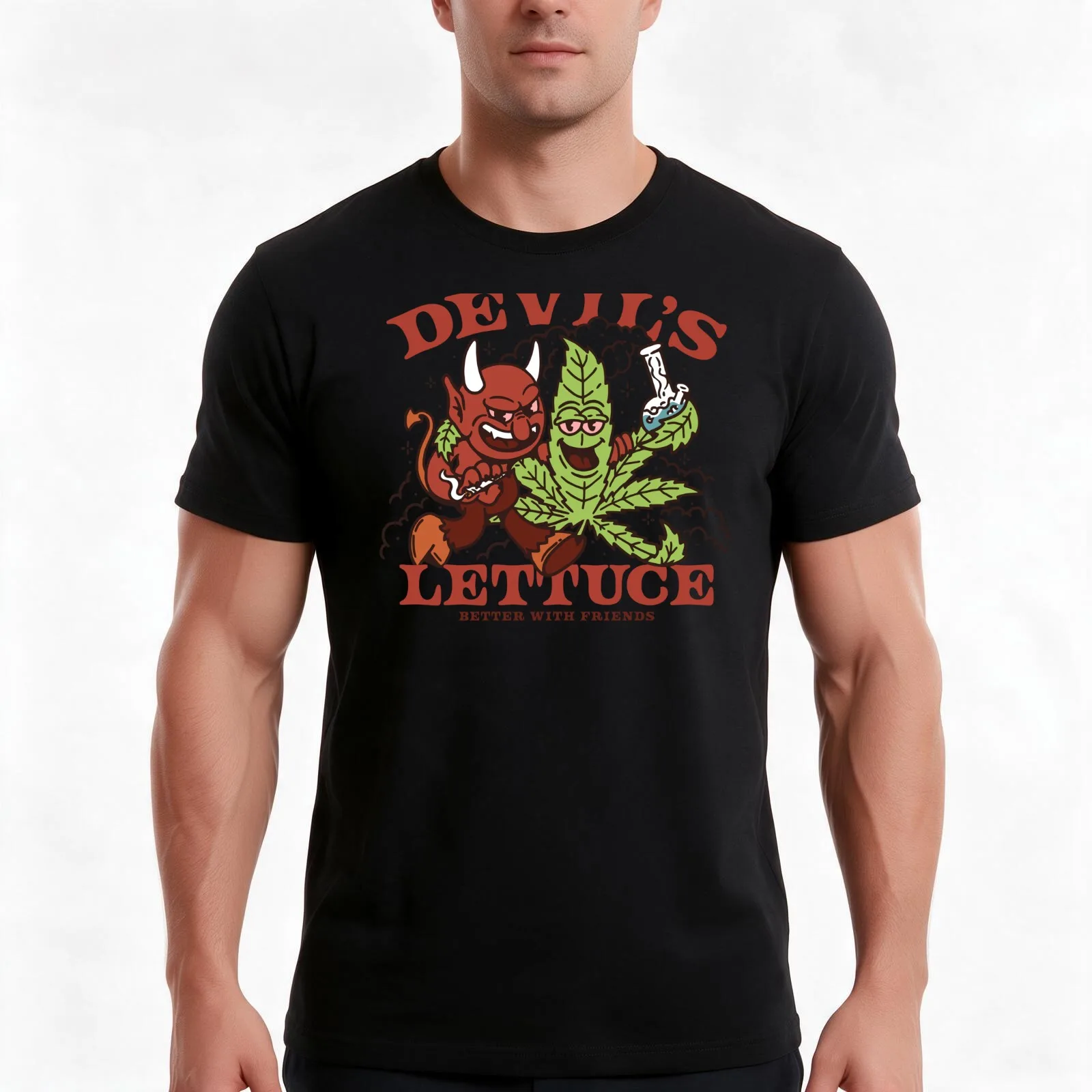 Devils Lettuce T Shirt Black T-Shirt Summer Casual Cotton Tee, Unisex Men Women