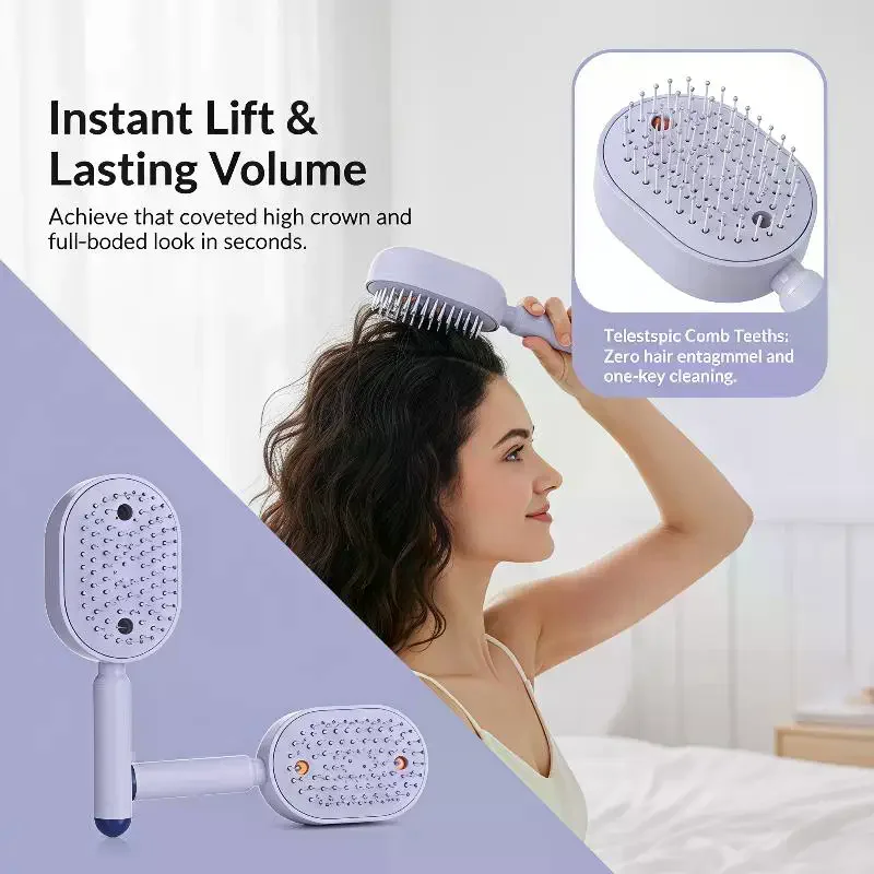 1 Set 3 In 1 Electric Spray Air Cushion Massage Comb Self Cleaning Steam Essential Oil Rechargeable For Frizzy Hair Scalp Care