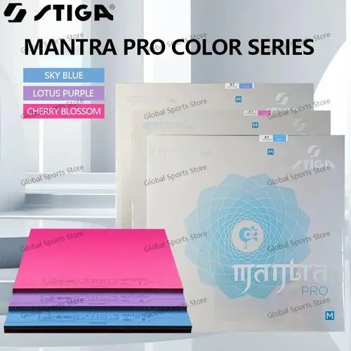 Imagen 1 del producto Original STIGA Mantra Pro colorido tenis de mesa goma no pegajosa hoja de goma de Ping Pong Mantra Pro M/H azul/púrpura/rosa