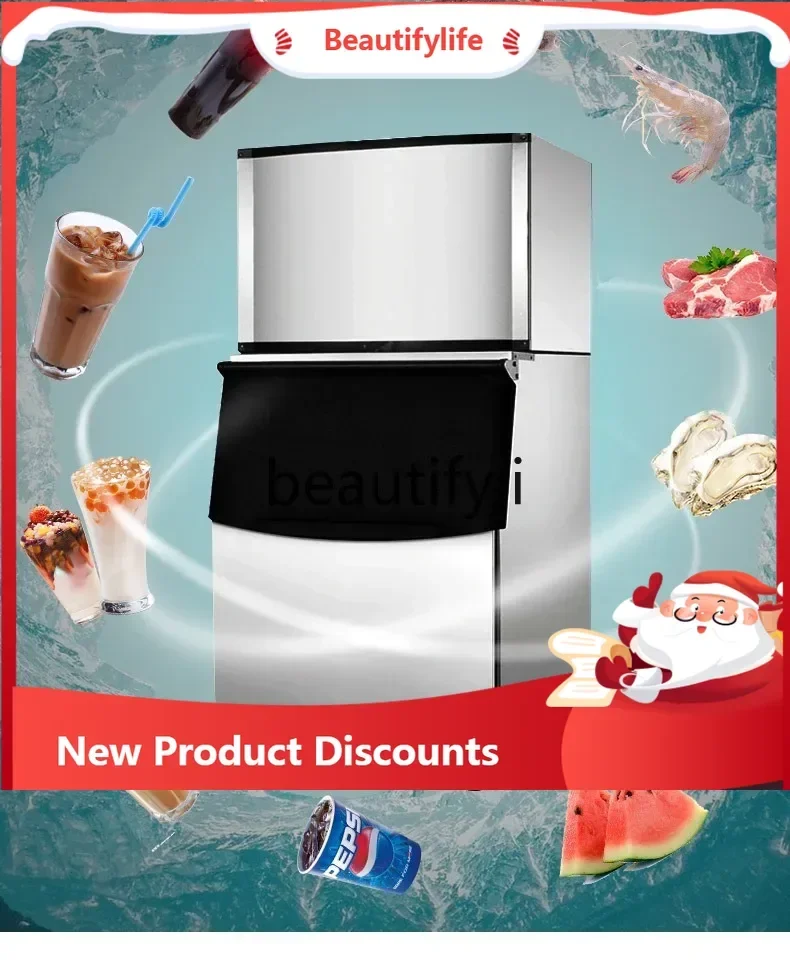 Milk Tea Shop Small  Maker Commercial Large Fully Automatic Ice Maker Cinema Cube Ice Snowflake Ice Machine ss26