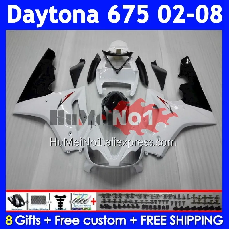 

OEM Body For Triumph Daytona-675 Daytona 675 White black 2002 2003 2004 2005 320No.4 Daytona675 02 06 07 08 Injection Fairing
